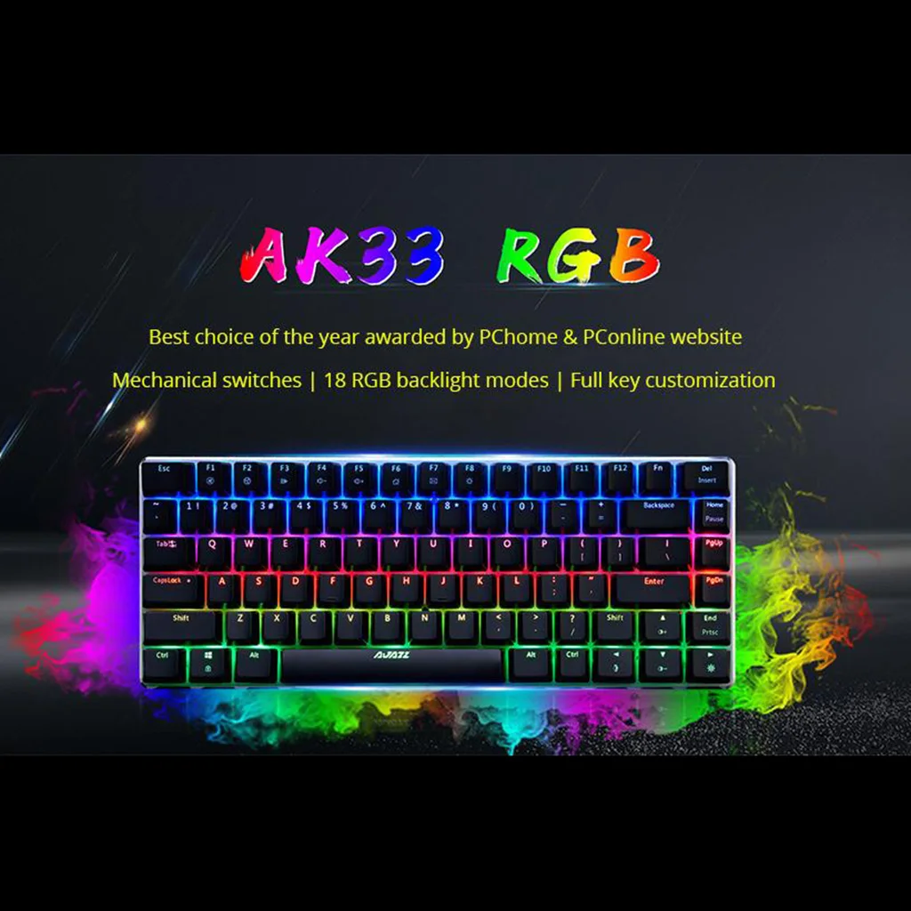 Ajazz rgb mechanical keyboard mini 82 keys layout blue black switches wired