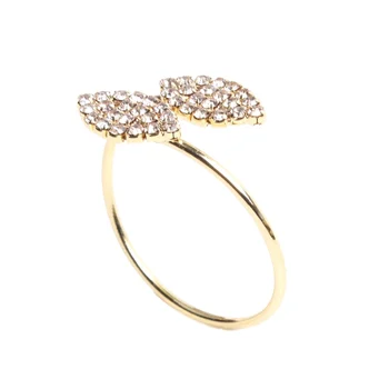 

Rhinestone Leaf Shape Metal Napkin Ring For Home Wedding Or Holiday Parties
