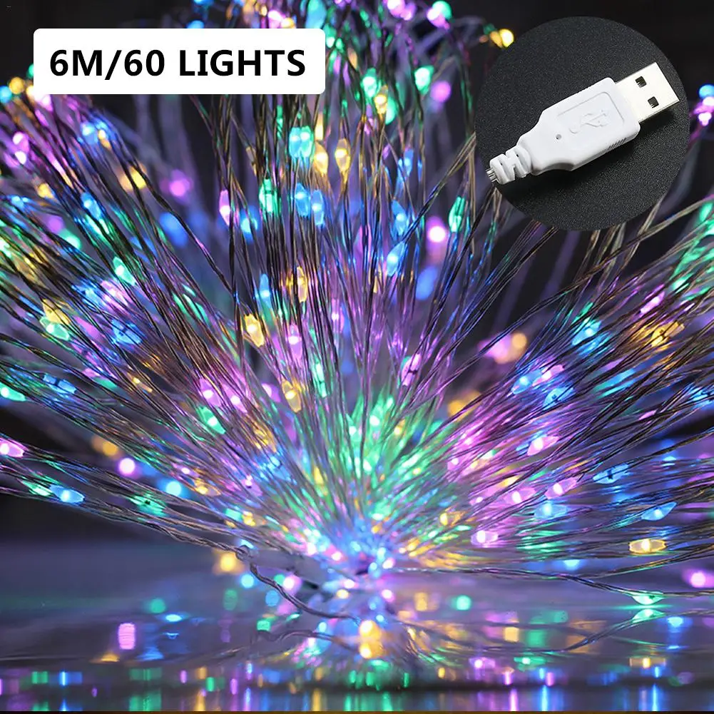 6m 60 lights B 80 шт. светодиодный светильник-гирлянда с изображением фламинго, ночник, светодиодный Сказочный светильник для занавесок, Лунная звезда, пентаграмма, гирлянда, лампа для рождественского и свадебного декора - Испускаемый цвет: 6m 60 lights B