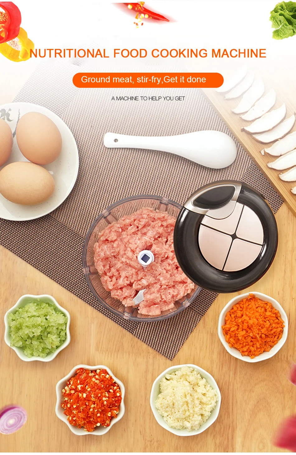 Мини ручная мясорубка Мини-Чоппер дизайн потяните веревку чеснок резак для овощей Кухонные инструменты