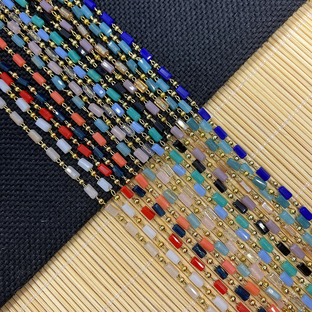 

Crystal Handmade Rosary Copper Chain 3x5mm Exquisite Handmade Chain, Used for DIY Jewelry, Necklace Bracelet Jewelry 1 Meter