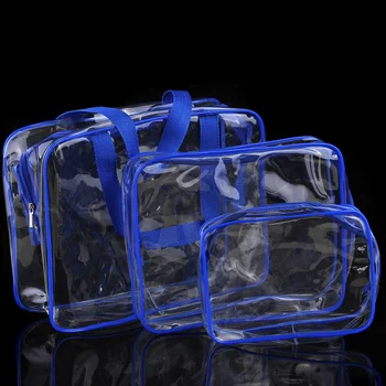 

3Pcs/set Travel Essential Transparent Waterproof Toiletry Wash Bathing Supplies Storage Bag Makeup Cosmetic Bags PVC