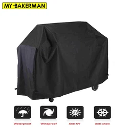 Outdoor Heavy Duty Waterproof BBQ Grill Cover - Dust and Rain Protective, Round Black Design - 170x61x117cm