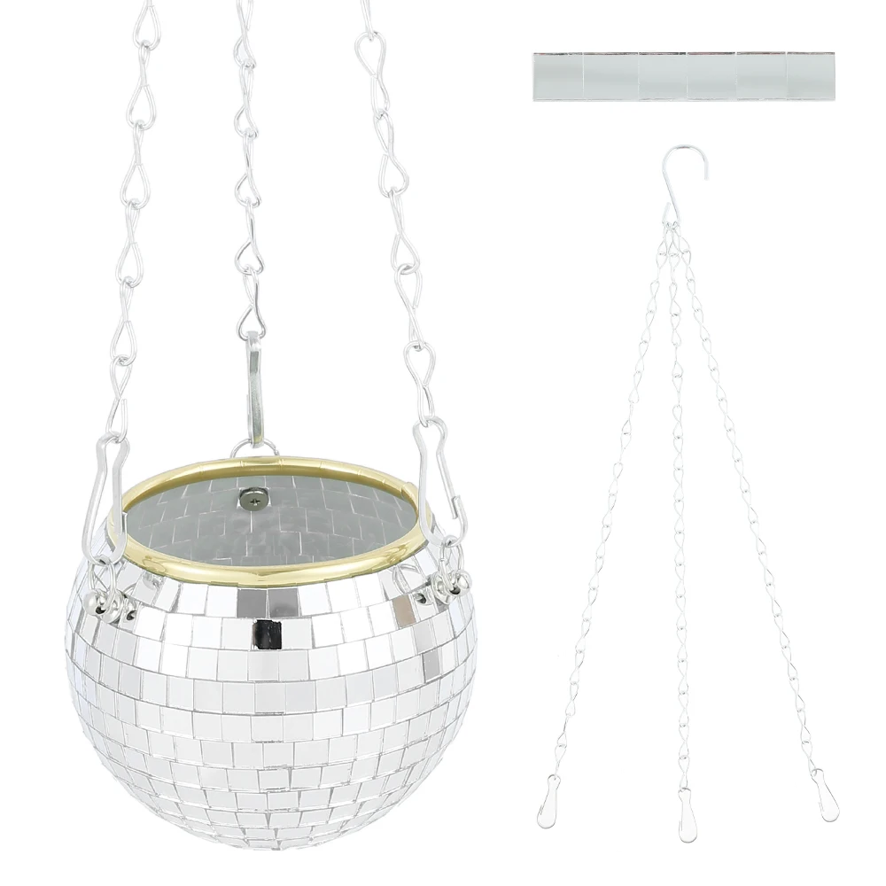 Disco Ball Hanging Planter Basket  Round Mirror Pot flower pot  Wall Planter Pot  Rope Mirror Hanging Basket Garden Decor Vase