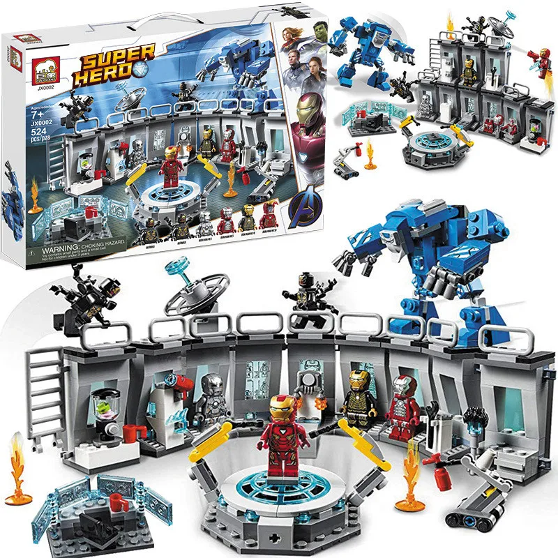 

Super Heros Robot Iron Man Building Blocks Iron-man Laboratory Superhero Children Educational Toys For Children Christmas Gifts