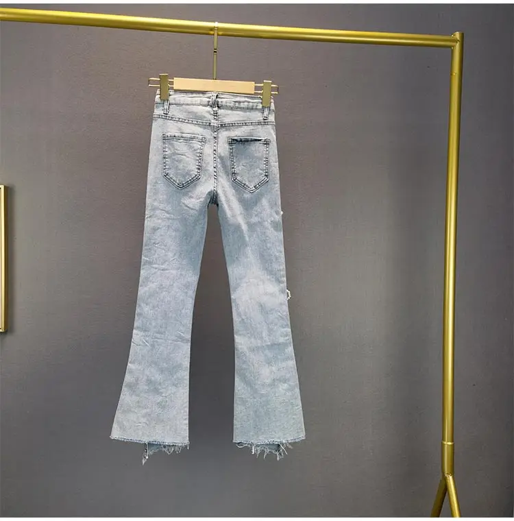 Pearl Bow Skinny Flare Jeans for Women 