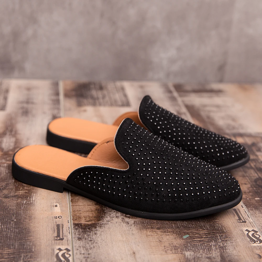 Men Sandals New summer slippers men half shoe PU Leather beach sandals causal lazy slip-on men slides flip flops Moccasins