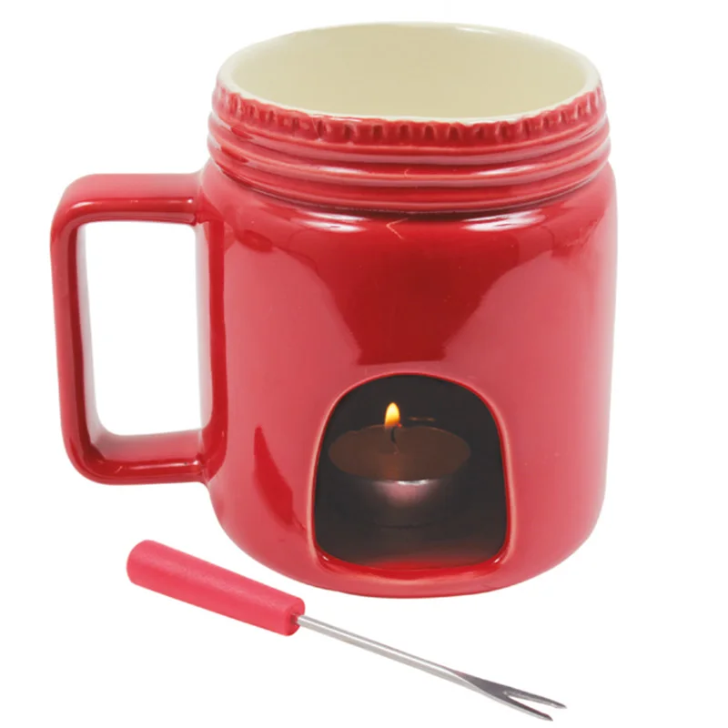 red color Фондю набор кружек персональные мини горшки для фондю шоколад и сыра инструмент для Фондю набор индивидуального масла мелтер чашка маленький Queso теплее - Цвет: red color