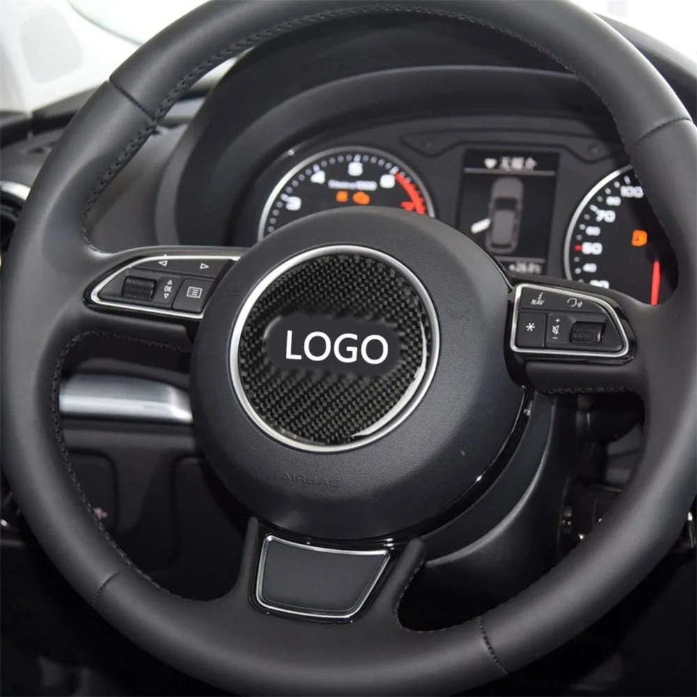 Carbon Fiber Car Steering Wheel Ring Trim Sticker Logo Decals Cover Decoration For Audi A3 8V A4 B8 Q3 Q5 8R Q7 SQ7 Auto Styling (5)
