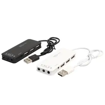 

3 Port Usb 2.0 Hub External 7.1Ch Sound Card Headset Microphone Adapter For Pc