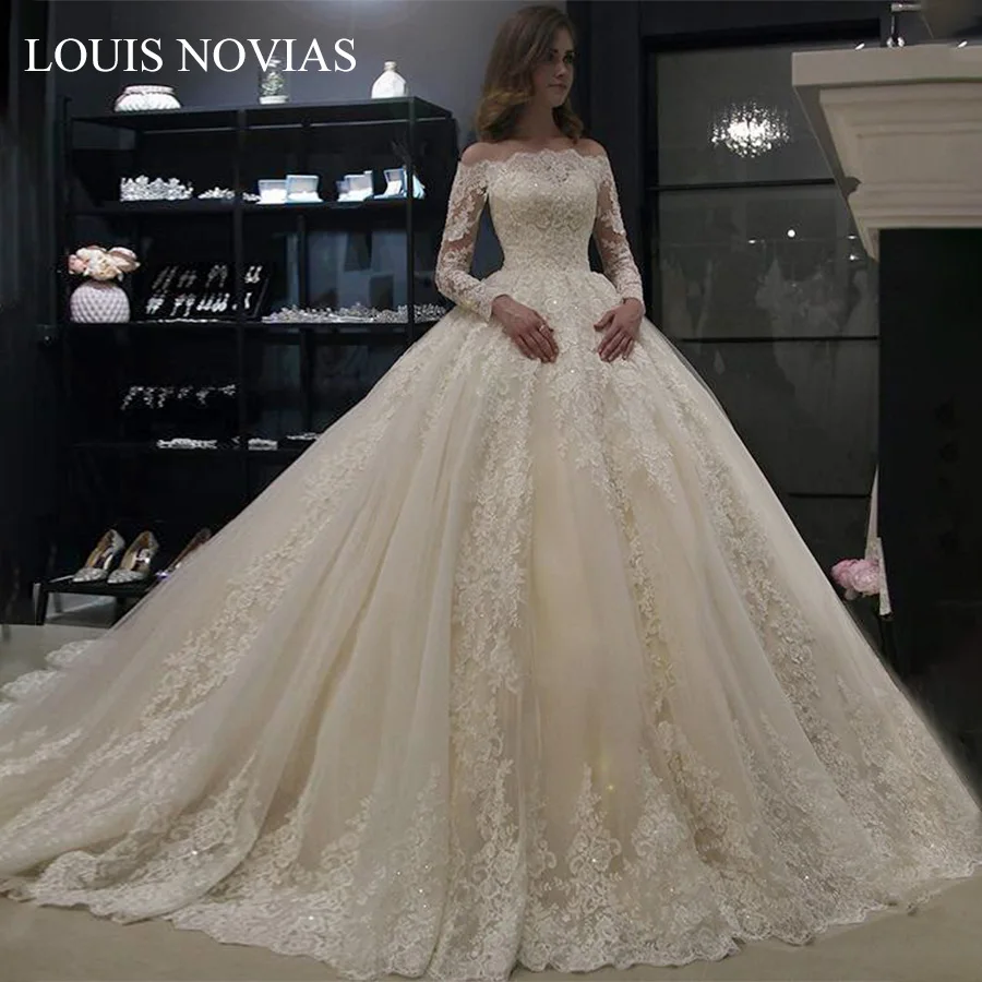 Сексуальное Кружевное бальное платье LOUIS NOVIAS с вырезом лодочкой свадебное 2020