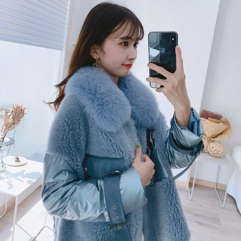 Cheap Real Fur Coat Winter Coat Women Clothes 2019 Korean Fashion Sheep Shearing 100% Wool Jacket Duck Down Jackets 919150 YY1703 1