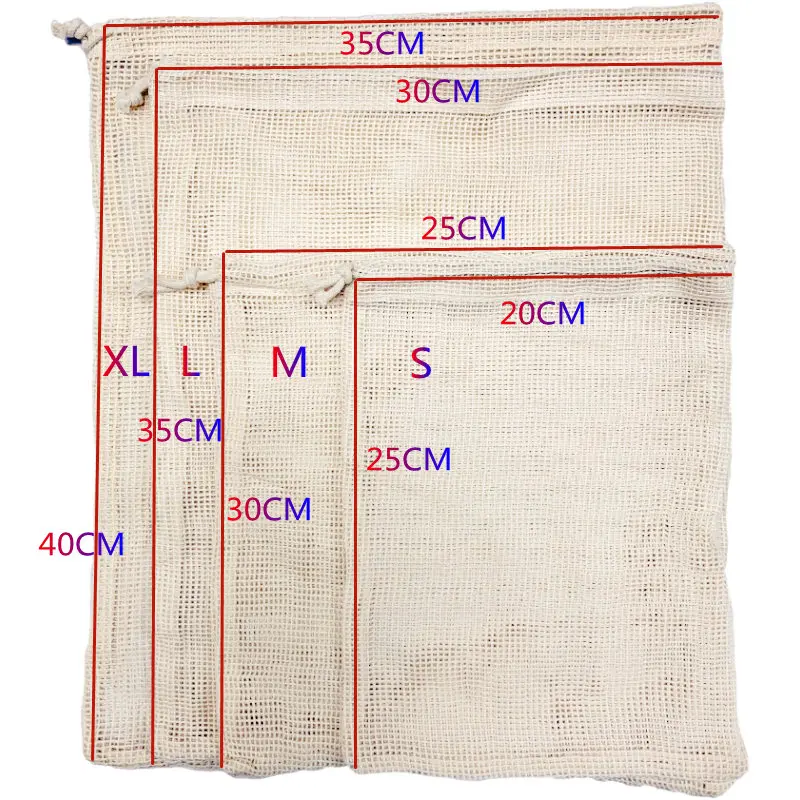 Reusable Mesh Produce Bags 100% Organic Cotton Vegetable Eco-friendly Bio-degradable Washable | Дом и сад