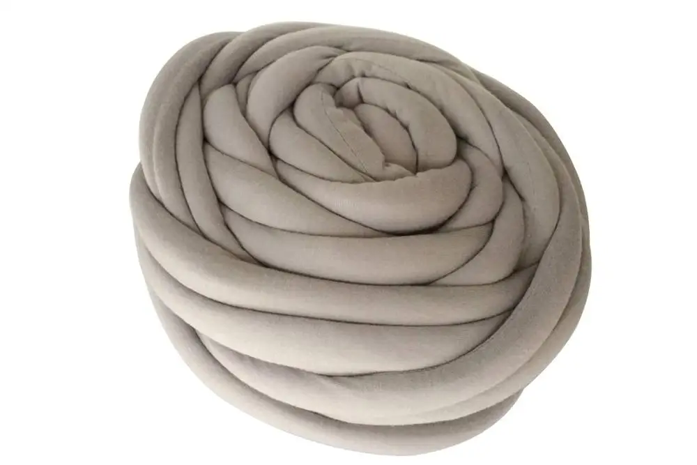 light grey 250g Супер крупная пряжа моющаяся ручная пряжа одеяло Пряжа Хлопок труба пряжа мериносовая шерсть альтернатива для домашних животных 250 г - Цвет: light grey 250g