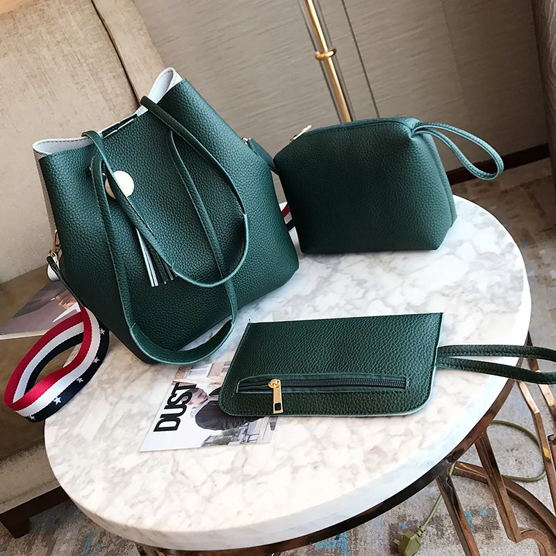 

Embossed Leather Different Size Bags Oblique WOMEN'S Bag 3 Pieces Ribbon Bag-Spring Summer Trendy Bag