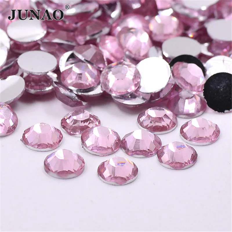 JUNAO 2 3 4 5 6 мм светлый топаз Стразы из смолы с плоской основой круглый страз кристалл 3D дизайн ногтей украшение камнями для скрапбукинга ремесла - Цвет: light Pink