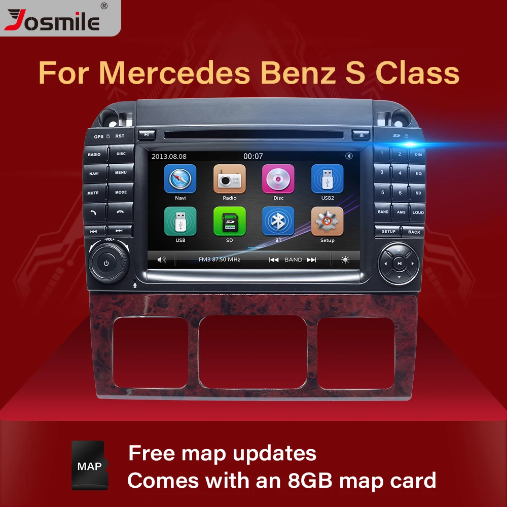 Автомобильный мультимедийный плеер Josmile, 2 Din, DVD-плеер для Mercedes/Benz/W220/W215/S280/S320/S350/S400 S, GPS-навигация класса Автомобильный мультимедийный плеер Josmile, 2 Din, DVD-плеер для Mercedes/Benz/W220/W215/S280/S320/S350/S400 S, GPS-навигация класса