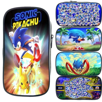 

High Capacity Sonic Pencil Case 2020 Hot Flim Pencil Bag School Stationery Supplies Kawaii Gift Kid Pencil Box