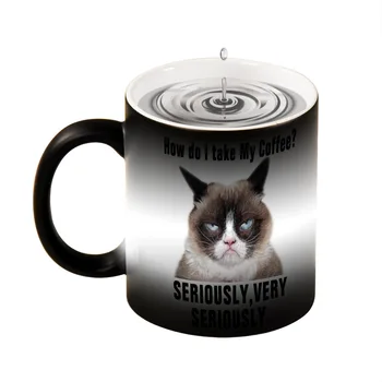 

Creative Temperature Changing Ceramic Cup Matte Mug Coffee Cup Funny Coffee Cups CN(Origin) Cat Mug Cute Cup