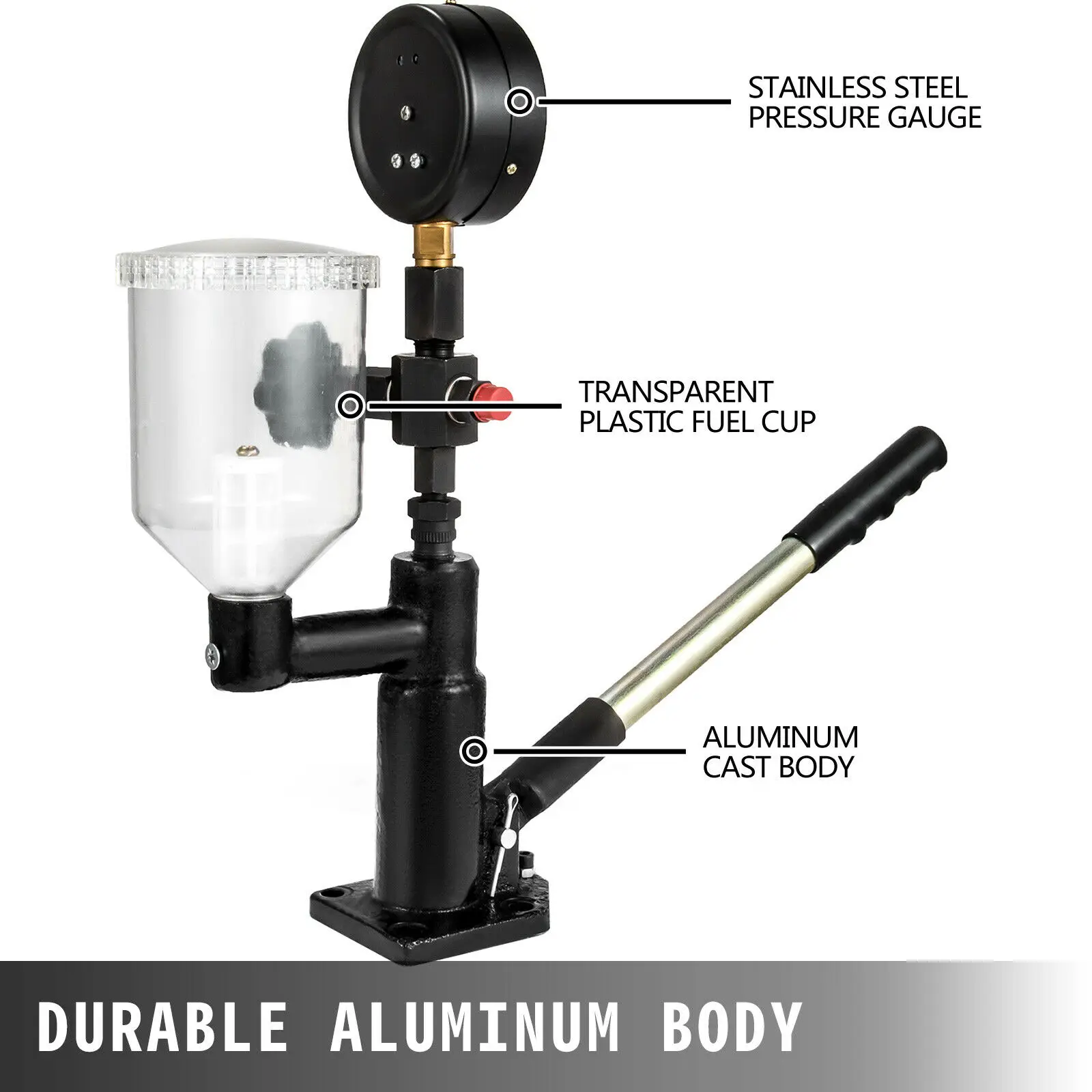 Top Diesel Einspritzdüsen Prüfgerät Dualskala Manometer 0-600 Bar 0-8000 PSI