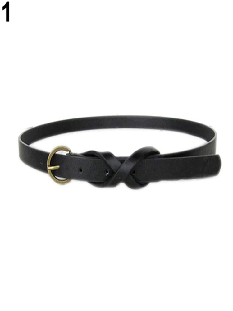 Womens belt Vintage Casual Simple Thin Waist Belt Faux Leather Metal Buckle Skinny New Female seatbelt