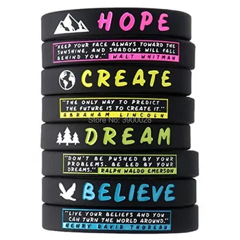 

300pcs Dream Believe Hope Create wristbands silicone bracelets