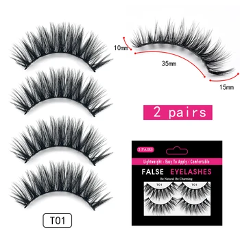 

Reusable handmade Mink lashes 2 pairs set natural thick false eyelashes extensions lightweight comfortable 100sets/lot DHL Free