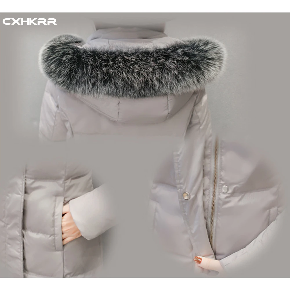 CXHKRR Низкий сезон распродажа 19 осень и зима пуховик женский средней длины утолщенный европейский и американский Тонкий Большой s