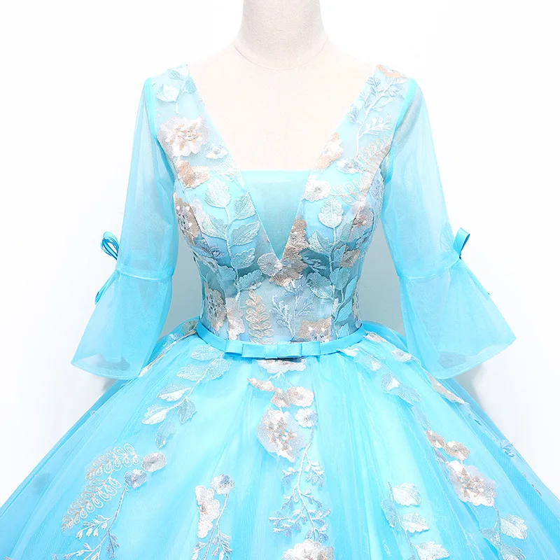 Летние кружевные аппликации вечерние платья Vestido De 15 Anos De открытая спина Лавандовый Бирюзовый бисер сексуальное Пышное Платье