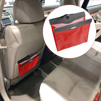 

Car Organizer Storage Box Multifunction PU Leather LED Light Car Trash For Door Side Seat Back Interior Accessories