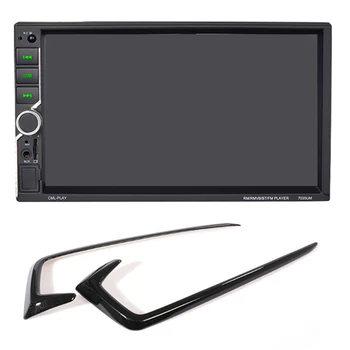 

1 Set 7 Inch Car FM Radio MP5 Player & 1 Pair Carbon Fiber Style Front Fog Light Lamp Hood Eyebrow Cover Trim