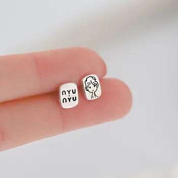 

925 Sterling Silver Asymmetry Geometric Stud Earrings For Women Party Wedding Party Jewelry Accessories Pendientes eh771