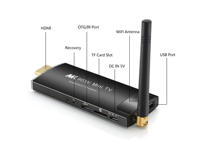 

MK903V Android 7.1 TV Dongle RK3228 Quad Core 2G/8G UHD 4K 2k Smart TV Stick HD 3D Mini PC H.265 WiFi DLNA Smart Media Player