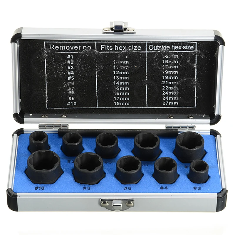 

11pcs High Remover Stud Extractor Damaged Nut Set Broken Bolt Screw Twist Removal Tool With Box Hardware Repair Hand Tool