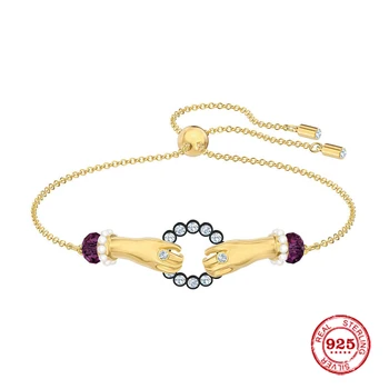 

2020 NewFashion Charms 925 Sterling Silver Luxury Jewelry Gift For Female Yellow Silver Hands Shape And Multiple Color Bracelets