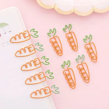 

6pcs Creative Kawaii Carrot Shaped Metal Paper Clip Pin Bookmark Stationery School Office Supplies Decoration