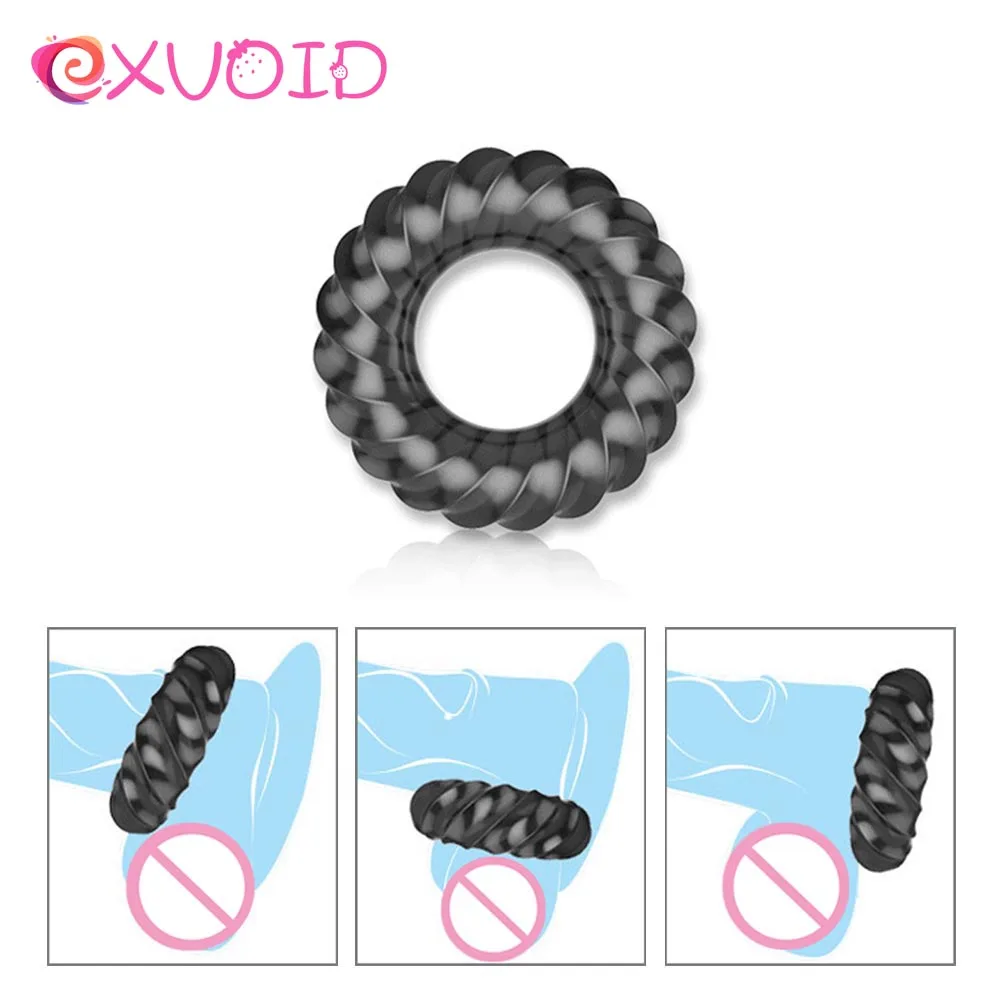 EXVOID Задержка эякуляции сильное кольцо для пениса черная подвязка мошонки