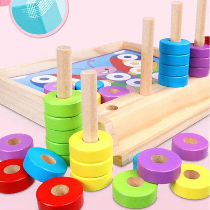 Wooden Geometric Shapes Sorting Math Montessori Puzzle Preschool Learning Educational Game Baby Toddler Toys for Children