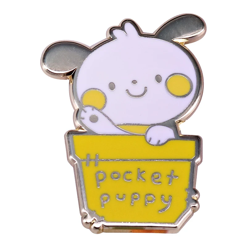 Милый щенок в желтом кармане эмалированная булавка Милая брошь виде домашних