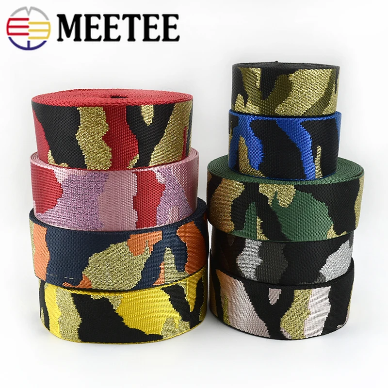 Meetee 2 ярдов 38/50 мм нейлоновая полиэфирная жаккардовая тесьма Камуфляжная Лента