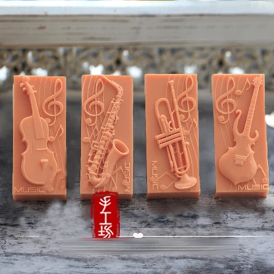 PRZY Silicone Mold Music Saxophone Violin Guitar Handmade Molds 4 Styles Musical Instrument Soap Clay Resin Moulds | Дом и сад