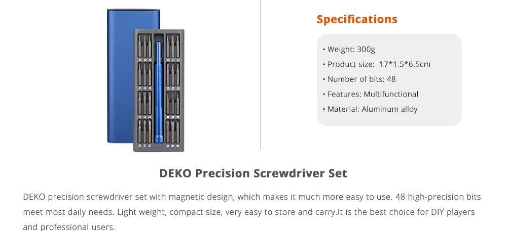 DEKO Новое поступление Набор прецизионных отверток, набор магнитных отверток, 49 в 1 S2 стальной Набор отверток с 48 высокой точностью
