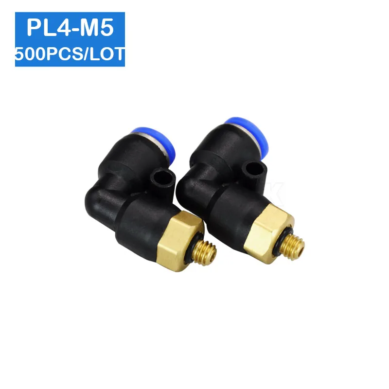 

High Quality 500 Pcs of PL4-M5, M5 Male Thread to 4mm Elbow Pneumatic Connector Fittings