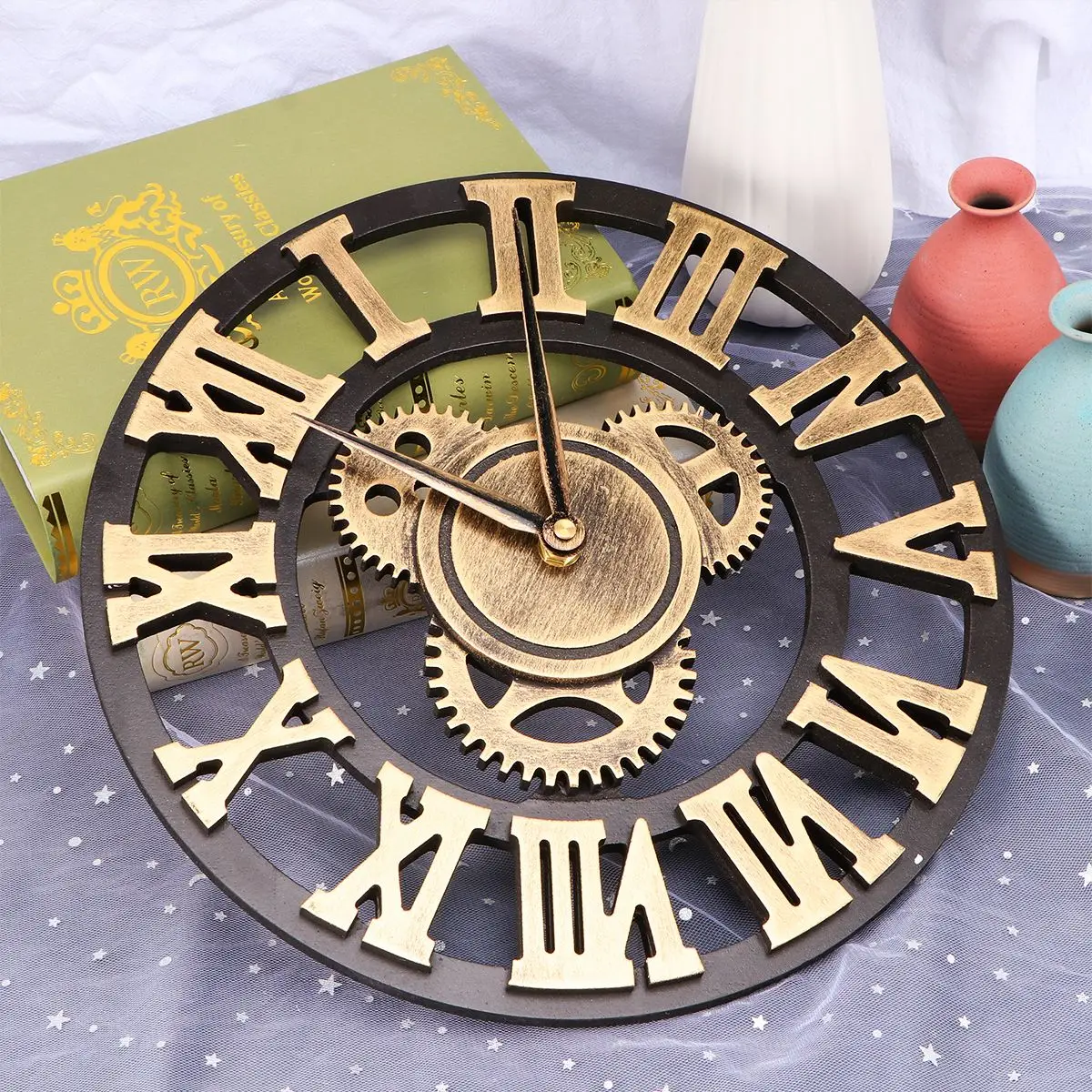 Home Living Room Decor Industrial Creative Gear Wall Clock Decorative Retro Wall Decoration Salon Hotel Cafe Vintage Wall Watch