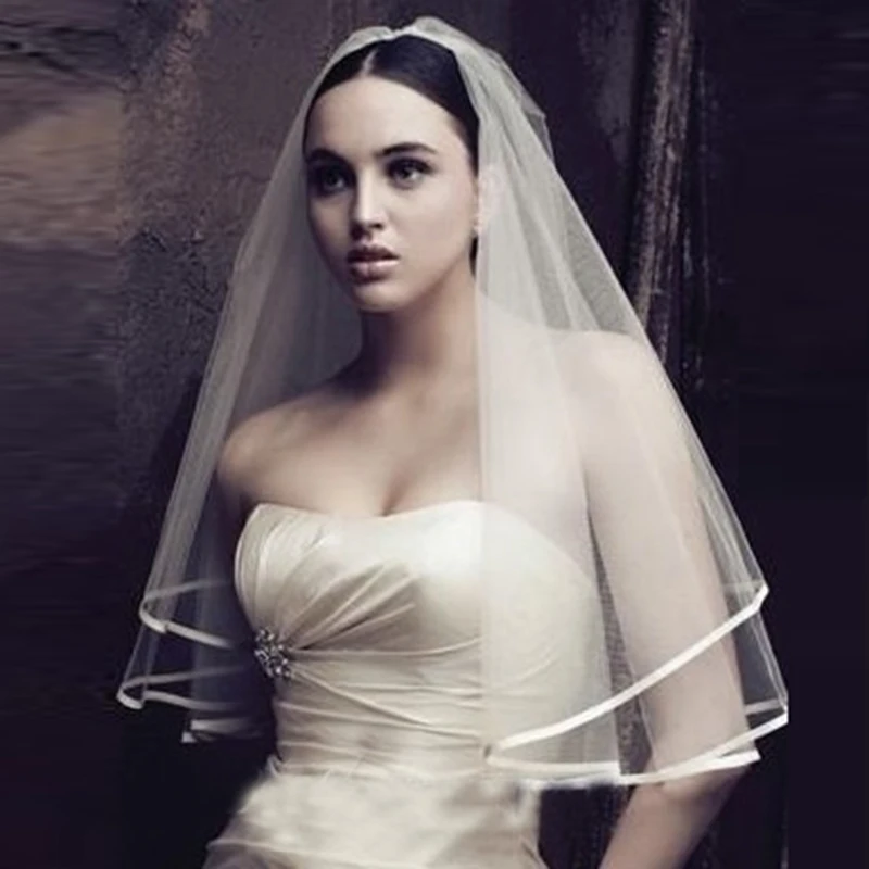

2020 On Sale Cheap White Bride Veils 1.5m Satin Edge One Layer Bridal Wedding Veils Wedding Accessory