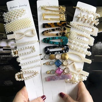 

2020 New Fashion 1Set Women Girsl Elegant Pearls Hair Clips Headwear Hair Ornament Hairpins Barrettes Hairgrip Hair Accessories