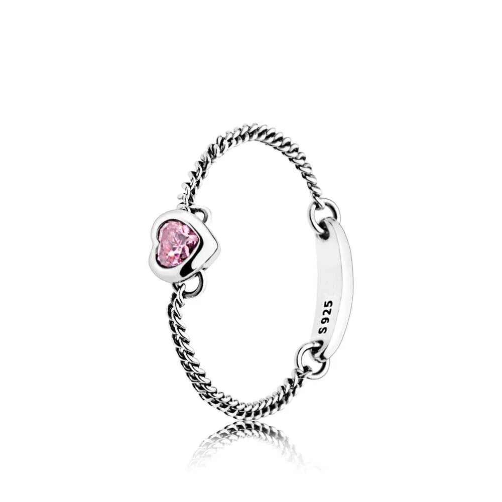 Подлинное 925 пробы Серебряное Оригинальное сердце кольцо Европы для женщин шарик Шарм подарок DIY ювелирные изделия - Цвет основного камня: Pink