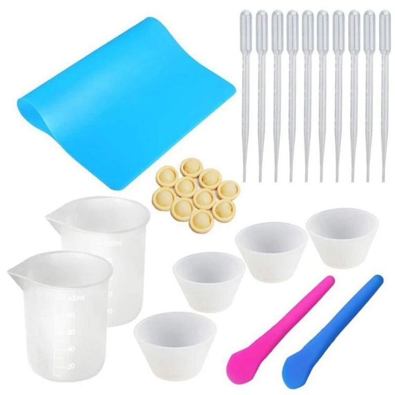 

Silicone Dispensing Measuring Cup Mixing Stick Dropper Kit Jewelry Making Tools U4LE