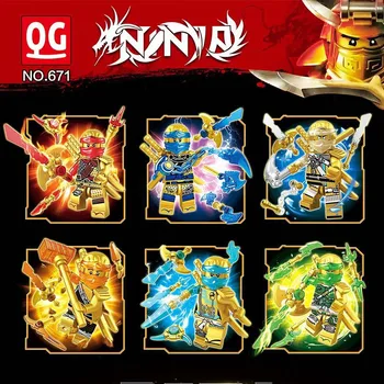 

New 6pcs/set Gold Phantom Ninjagoed Figures Building Blocks Bricks Crystal Edition Toys for Children