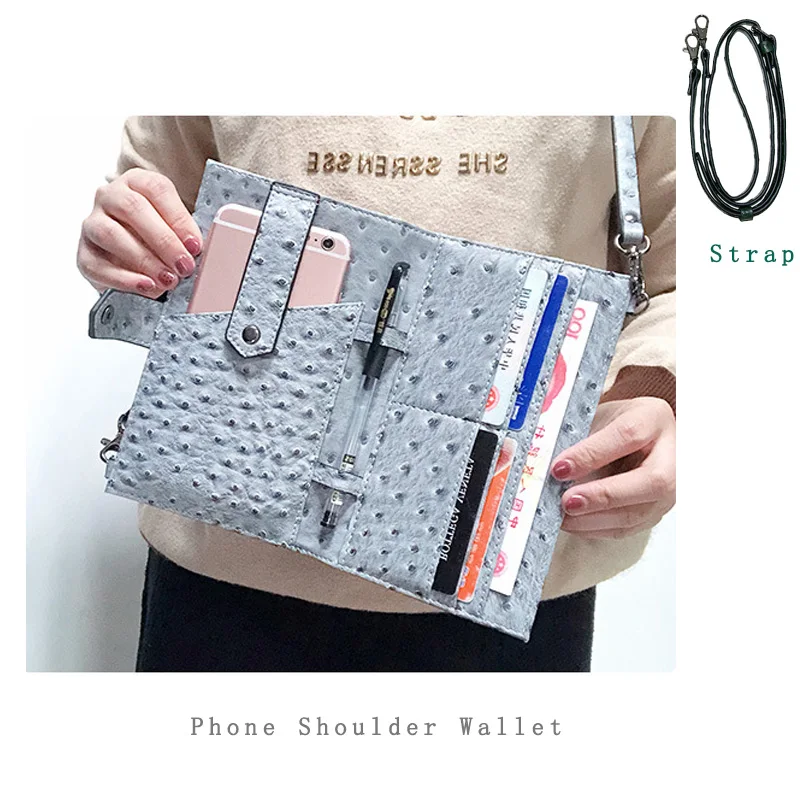 Новое поступление сумка для сотового телефона из кожи страуса рельефный кошелек